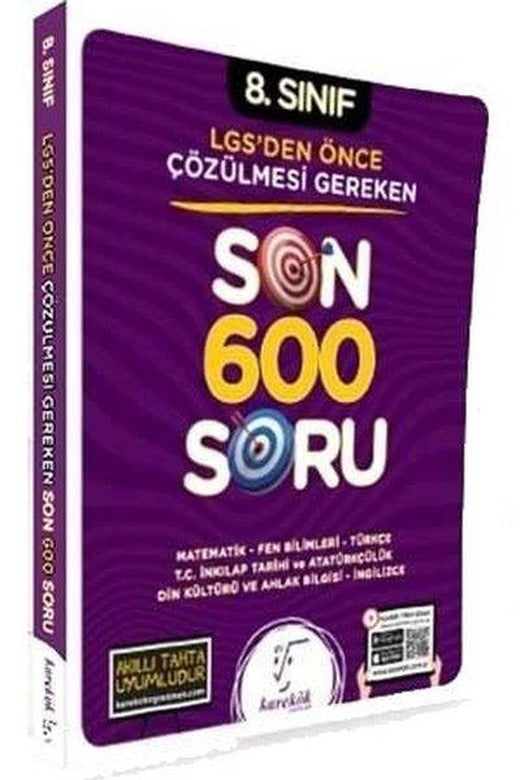 8.Sınıf LGS'den Önce Çözülmesi Gereken Son 600 Soru | Karekök Eğitim Yayın (İnce Kapak)