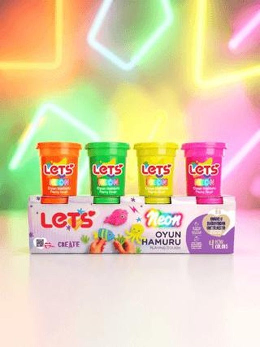 Let's 4 Renk Neon Oyun Hamuru 440g | Lets