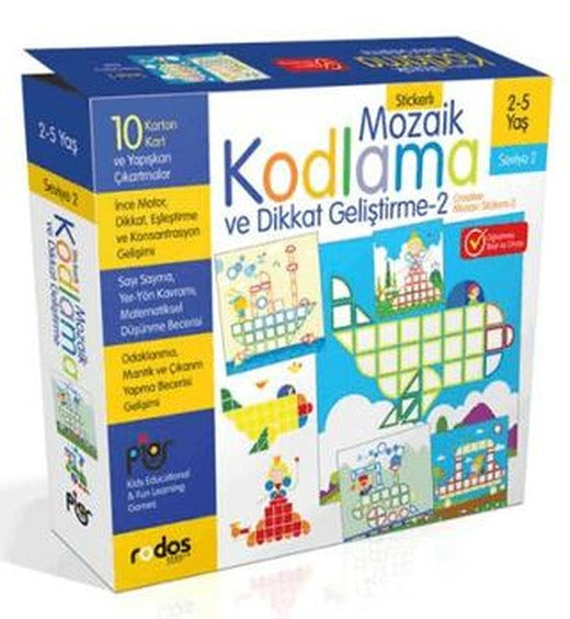 Stickerlı Mozaik Kodlama ve Dikkat Geliştirme - 2 | Piar Kids