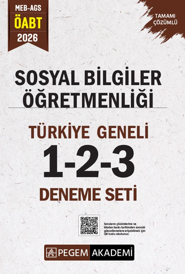 2026 MEB AGS ÖABT Sosyal Bilgiler Öğretmenliği Tamamı Çözümlü Türkiye Geneli 1-2-3 (3'lü Deneme Seti | Pegem Akademi Yayıncılık (Ciltsiz)