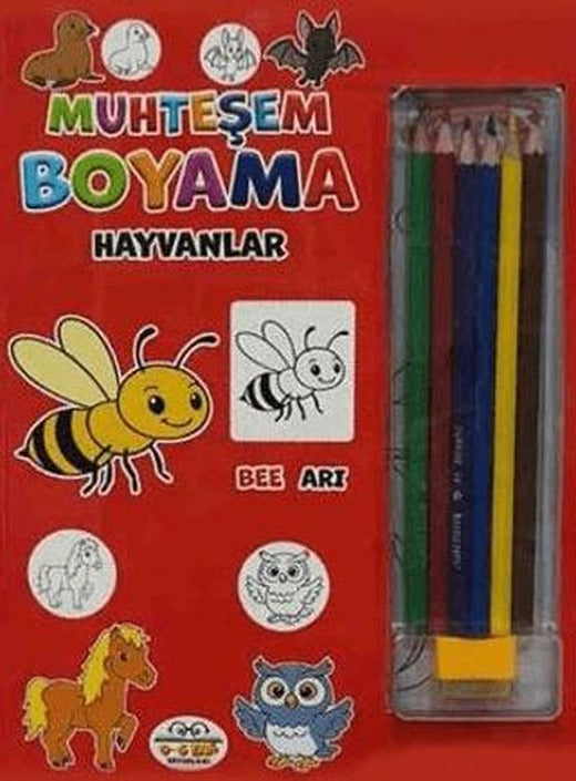 Muhteşem Boyama - Hayvanlar + 6lı Boya Kalemi | 0-6 Yaş Yayınları (Ciltsiz)