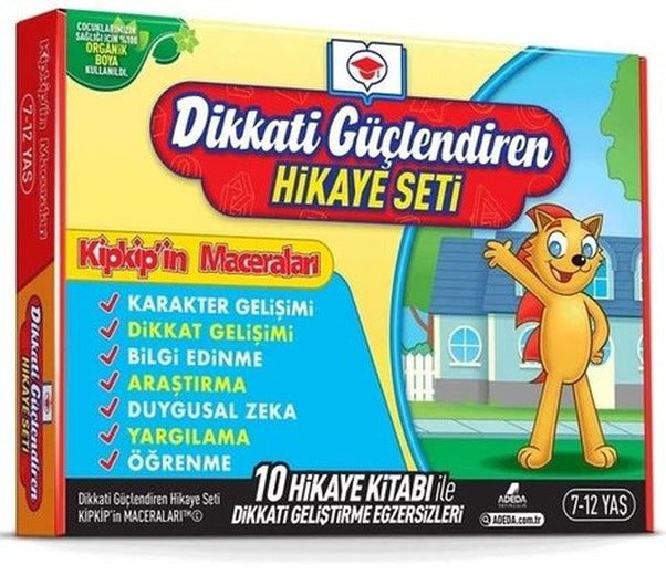 Dikkati Güçlendiren Hikaye Seti - Kip Kip'in Maceraları Kutulu Set 7-12 Yaş - 10 Kitap Takım | Adeda (İnce Kapak)