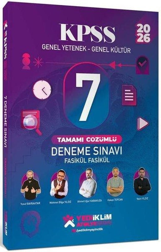 2026 KPSS Genel Yetenek - Genel Kültür Fasikül Fasikül 7 Deneme Sınavı Tamamı Çözümlü | Yediiklim Yayınları (İnce Kapak)