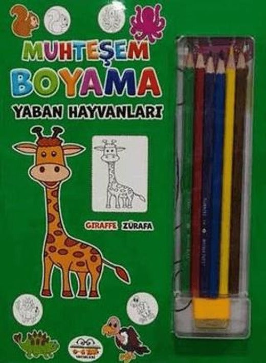 Muhteşem Boyama - Yaban Hayvanları + 6lı Boya Kalemi | 0-6 Yaş Yayınları (Ciltsiz)