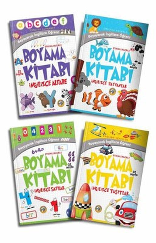 Boyayarak İngilizce Öğren Seti - 4 Kitap Takım | Akıllı Zebra
