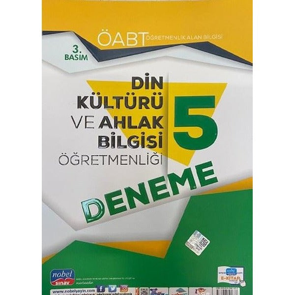 ÖABT Din Kültürü ve Ahlak Bilgisi Öğretmenliği - Öğretmenlik Alan Bilgisi - 5 Deneme | Nobel Sınav (İnce Kapak)