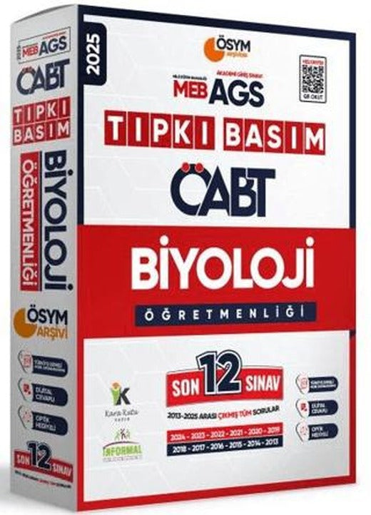 2025 MEB-AGS ÖABT Biyoloji Öğretmenliği ÖSYM Tıpkı Basım 12lİ Deneme Paketi Dijital Çözümlü | Karakutu Yayın (Ciltsiz)