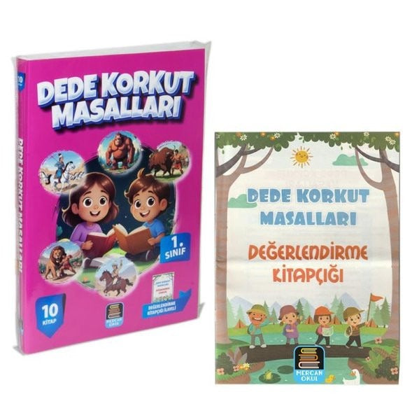 1. Sınıf Dede Korkut Masalları Seti - 10 Kitap Takım Değerlendirme Kitapçığı İlaveli | Mercan Okul (İnce Kapak)