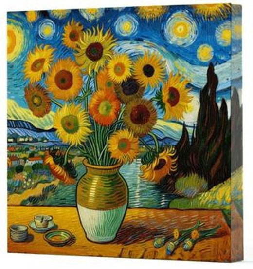 Van Gogh 10 Ayçiçekleri - Çizgisiz Yan Boyamalı Defter | Vivago Art