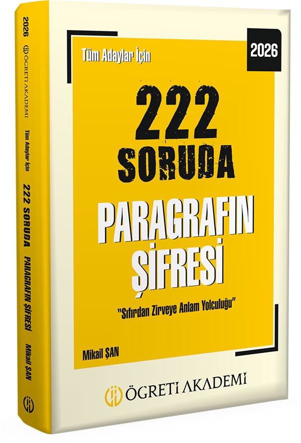 2026 Tüm Adaylar İçin 222 Soruda Paragrafın Şifresi | Öğreti Akademi (İnce Kapak)