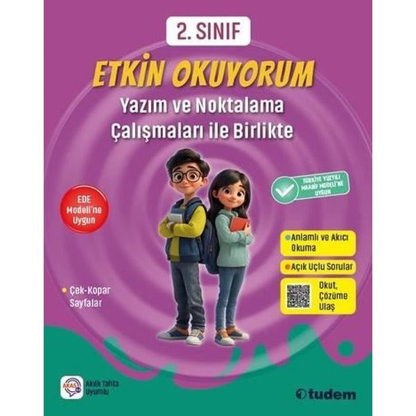 2 .Sınıf Etkin Okuyorum-Yazım ve Noktalama Çalışmaları ile Birlikte | Tudem Yayınları - Ders Kitapları (İnce Kapak)