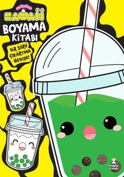 Sevimliler Kawaii Boyama Kitabı - Bonbon Sarı - Bir Sürü Çıkartma Hediye! | Doğan Çocuk