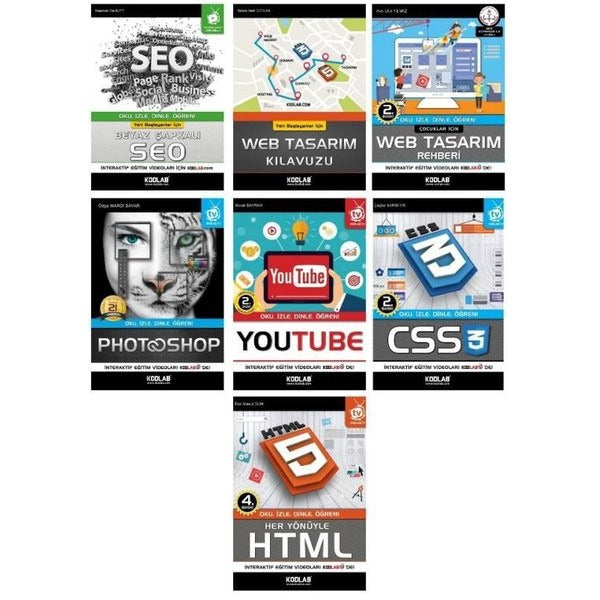 Hızlı ve Kolay Web Tasarım Seti 1 - 7 Kitap Takım | Kodlab (İnce Kapak)