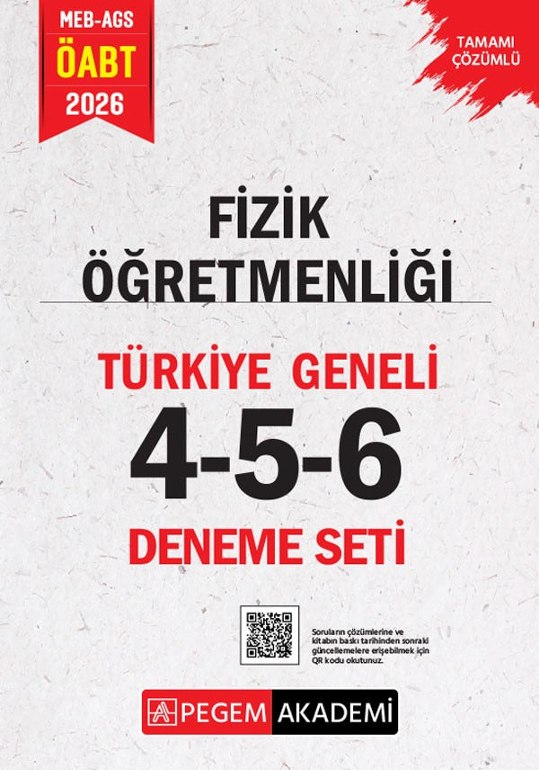 2026 MEB AGS ÖABT Fizik Öğretmenliği Tamamı Çözümlü Türkiye Geneli 4-5-6 (3'lü Deneme Seti) | Pegem Akademi Yayıncılık (Ciltsiz)