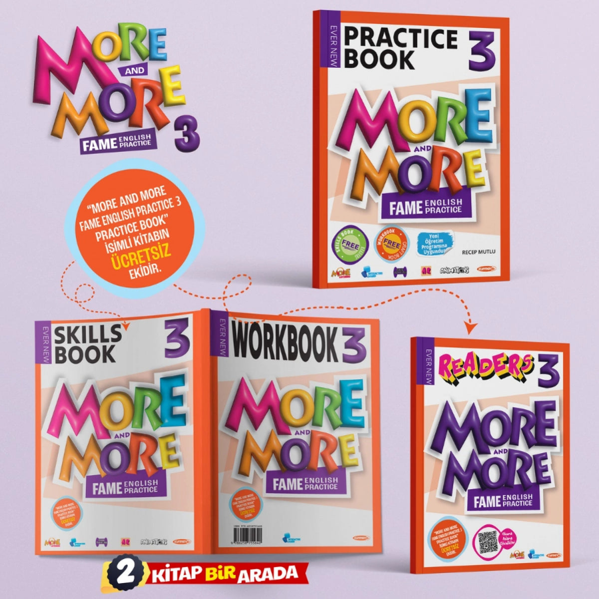 3 More & More Practice Book + Workbook & Skills Book + Readers (3'Lü Set) Maarif kitap kapağı