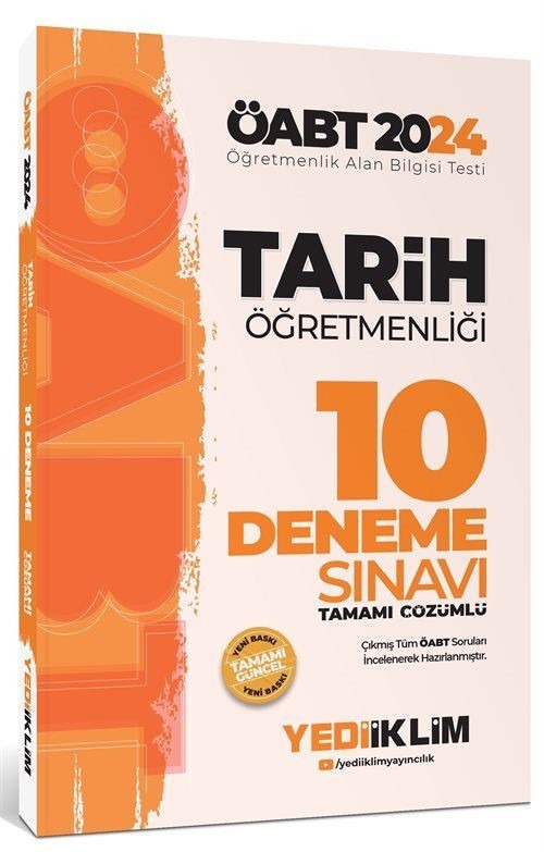 2024 ÖABT Tarih Öğretmenliği Tamamı Video Çözümlü 10 Deneme Sınavı | Yediiklim Yayınları (Ciltsiz)