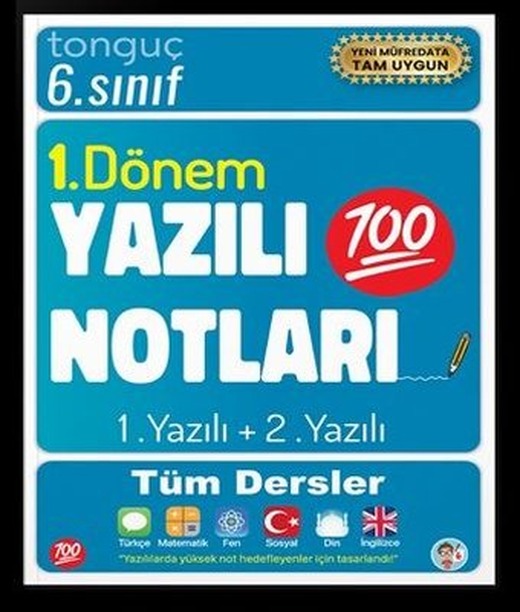 6. Sınıf 1. Dönem Yazılı Notları - 1 ve 2. Yazılı Tüm Dersler | Tonguç Akademi (İnce Kapak)