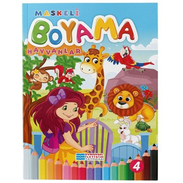 Hayvanlar - Maskeli Boyama | Evrensel İletişim Yayınları (İnce Kapak)