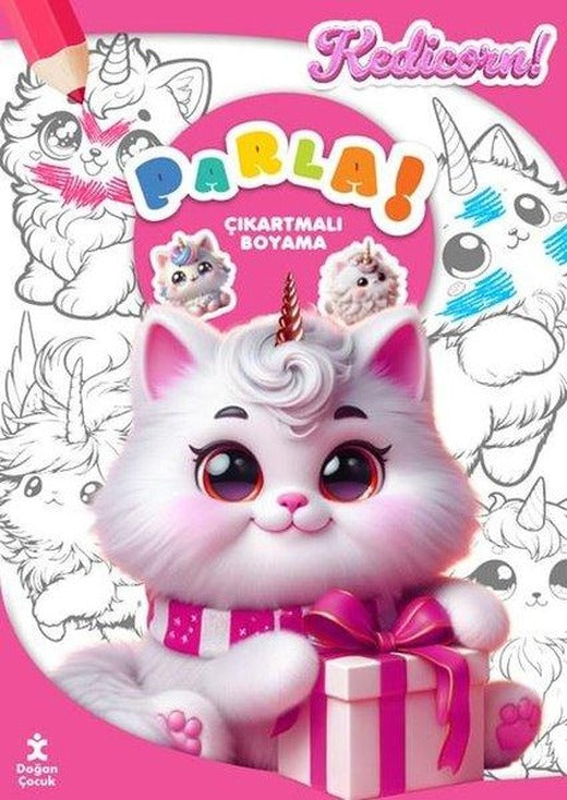 Kedicorn! Parla! Çıkartmalı Boyama | Doğan Çocuk (İnce Kapak)