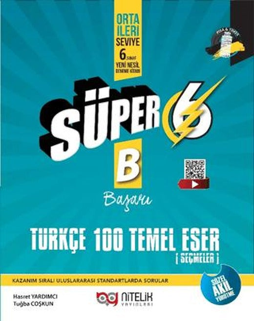 6. Sınıf Süper Türkçe 100 Temel Eser Yeni Nesil Soru Kitabı | Nitelik Yayınları (Ciltsiz)