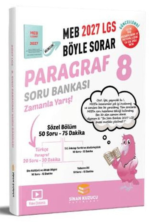 2027 8. Sınıf LGS Paragraf Soru Bankası | Sinan Kuzucu Yayınları (Ciltsiz)