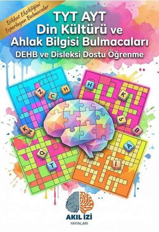 TYT AYT Din Kültürü ve Ahlak Bilgisi Bulmacaları - DEHB ve Disleksi Dostu Öğrenme | Akıl İzi Yayınları (İnce Kapak)