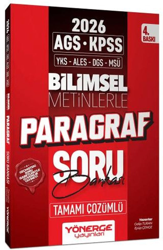 2026 KPSS MEB-AGS TYT ALES DGS MSÜ Bilimsel Metinlerle Paragraf Soru Bankası