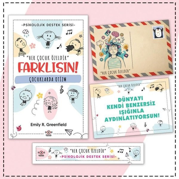 Çocuklarda Otizm - Kartpostal ve Ayraç - Çocuklar İçin Psikolojik Destek Serisi | Nesnel Yayınları (İnce Kapak)