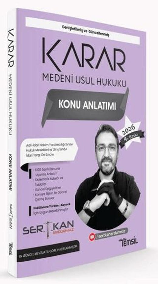 Karar Medeni Usul Hukuku Konu Anlatımı | Temsil Kitap (Ciltsiz)