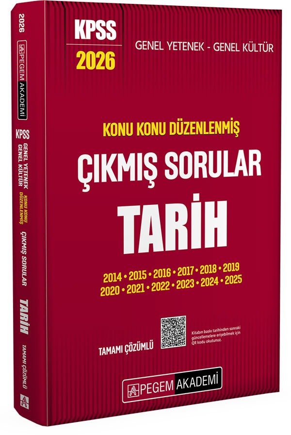 2026 KPSS Genel Yetenek Genel Kültür Konu Konu Düzenlenmiş Tamamı Çözümlü Çıkmış Sorular Tarih | Pegem Akademi Yayıncılık (Ciltsiz)
