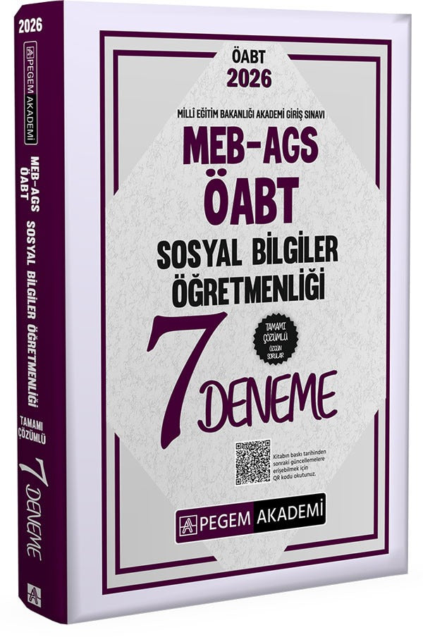 2026 MEB AGS ÖABT Sosyal Bilgiler Öğretmenliği Tamamı Çözümlü 7 Deneme | Pegem Akademi Yayıncılık (İnce Kapak)