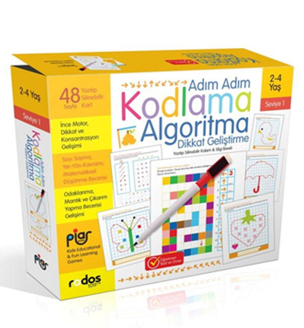 Adım Adım Kodlama Algoritma Dikkat Geliştirme Seviye 1 | Piar Kids