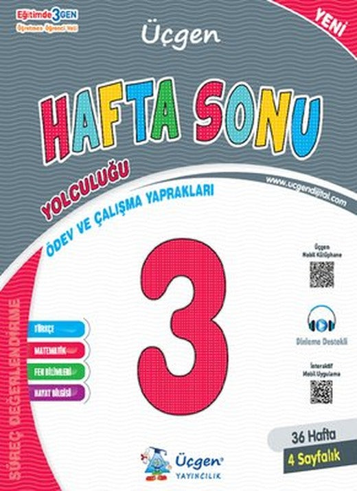 3. Sınıf Hafta Sonu Ödev ve Çalışma Yaprakları 36 Hafta | Üçgen Yayınları (İnce Kapak)