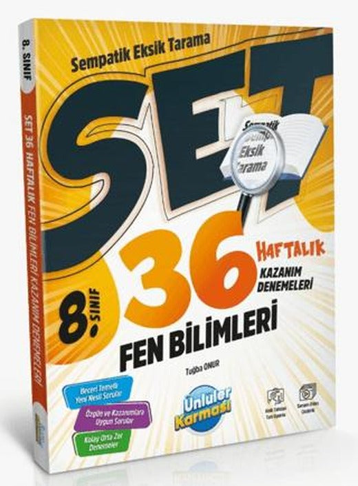 8. Sınıf Fen Bilimleri 36 Haftalık Kazanım Denemeleri | Ünlüler Karması (Ciltsiz)