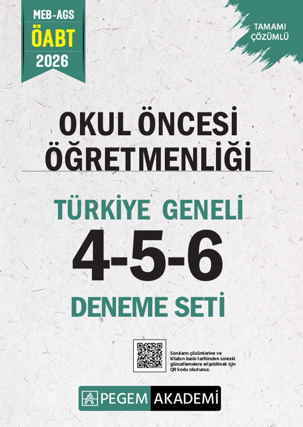 2026 MEB AGS ÖABT Okul Öncesi Öğretmenliği Tamamı Çözümlü Türkiye Geneli 4-5-6 (3'lü Deneme Seti)