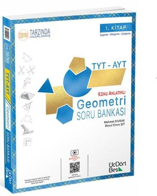 TYT AYT Geometri Soru Bankası - 1.Kitap | Üç Dört Beş Yayınları (İnce Kapak)