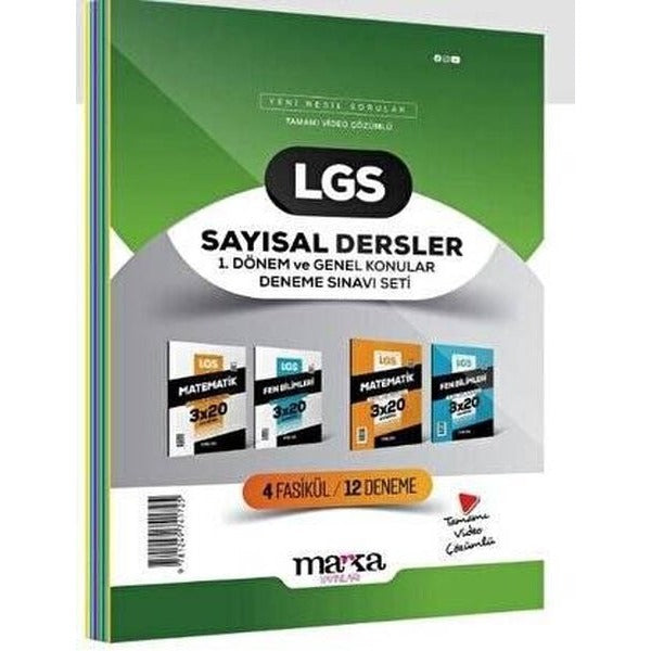 2025 LGS Sayısal Dersler 1. Dönem ve Genel Konular Deneme Sınavı Seti 4 Fasikül 12 Deneme | Marka Yayınları (İnce Kapak)