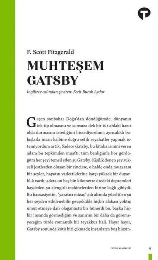 Muhteşem Gatsby | Turkuvaz Kitap (e-Kitap)