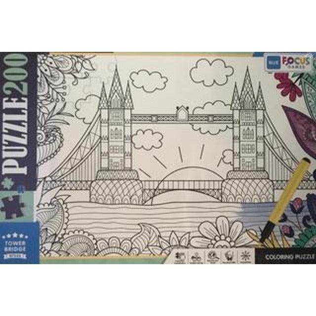 200 Parça Coloring Puzzle Tower Bridge - Kule Köprüsü | Blue Focus Yayınları