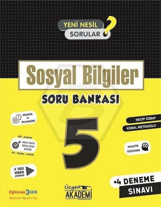 5.Sınıf Sosyal Bilgiler Soru Bankası | Üçgen Akademi (İnce Kapak)