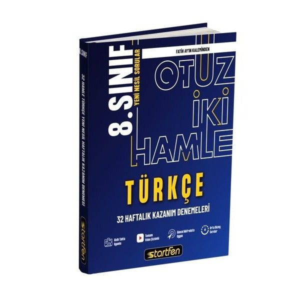 8. Sınıf Türkçe 32 Hamle Haftalık Kazanım Denemeleri | Startfen Yayınları (İnce Kapak)
