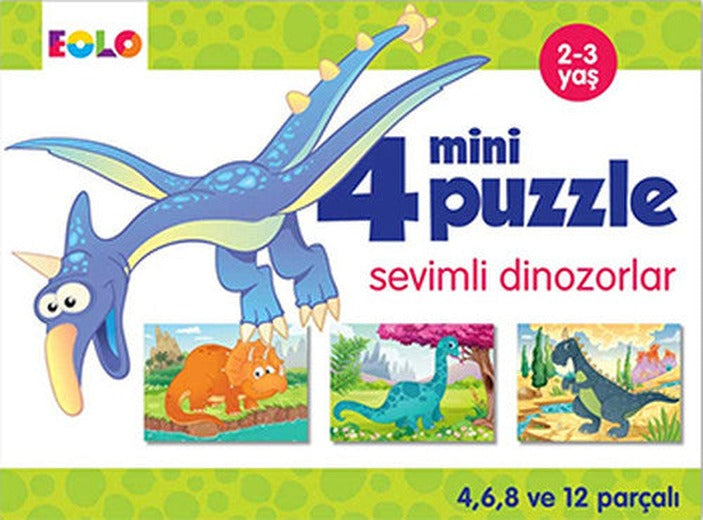 4 Mini Puzzle - Sevimli Dinozorlar | Eolo