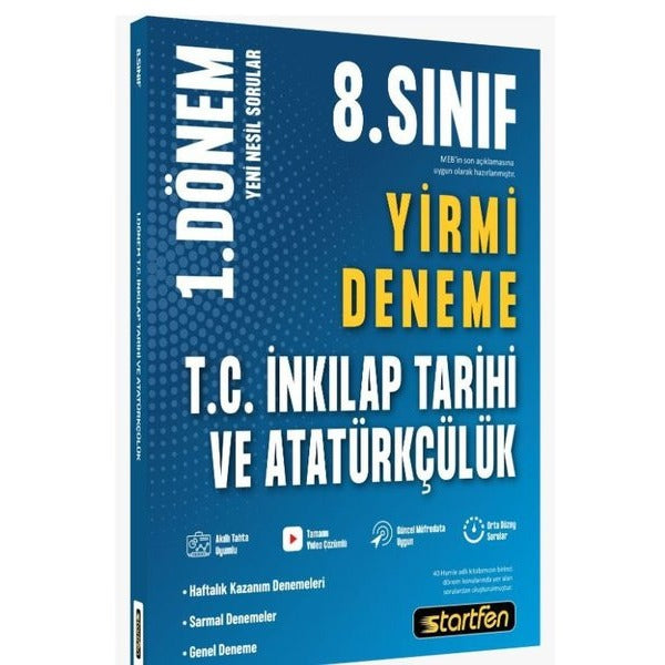 8. Sınıf 1. Dönem 20'Li T.C. İnkılap Tarihi ve Atatürkçülük Denemesi | Startfen Yayınları (İnce Kapak)