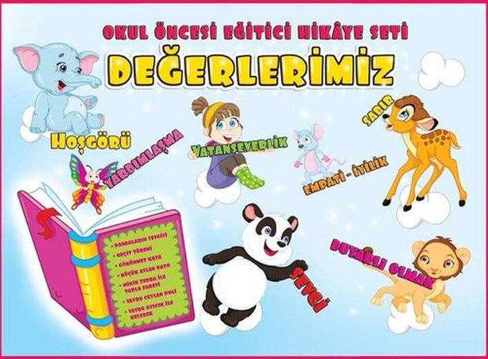 Değerlerimiz - Okul Öncesi Eğitici Hikaye Seti - 15 Kitap Takım | Pembe Patikler (İnce Kapak)