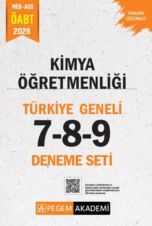 2026 MEB AGS ÖABT Kimya Öğretmenliği Tamamı Çözümlü Türkiye Geneli 7-8-9 (3'lü Deneme Seti) | Pegem Akademi Yayıncılık (Ciltsiz)