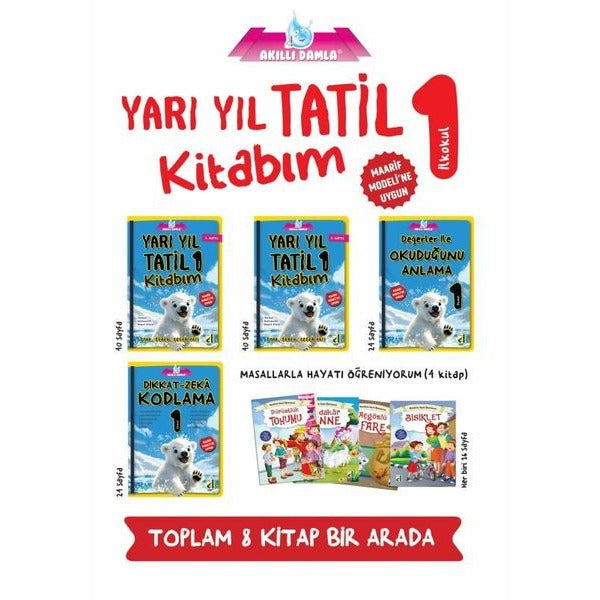 1. Sınıf Yarı Yıl Tatil Kitabım Seti - 8 Kitap Takım | Damla Yayınevi (İnce Kapak)