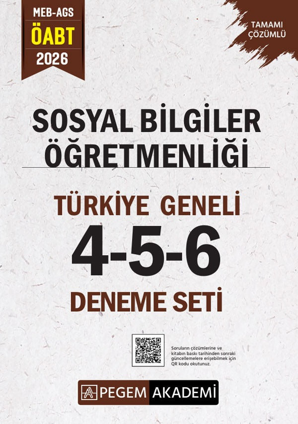 2026 MEB AGS ÖABT Sosyal Bilgiler Öğretmenliği Tamamı Çözümlü Türkiye Geneli 4-5-6 (3'lü Deneme Seti)