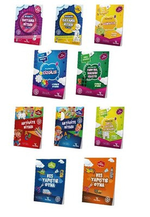 5-7 Yaş Okul Öncesi Evde Etkinlik Seti - 10 Kitap Takım | Yeti Kitap (İnce Kapak)