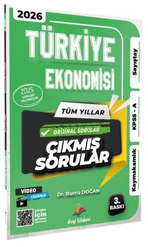 2026 Türkiye Ekonomisi Kaymakamlık KPSS A Sayıştay Tüm Yıllar Tamamı Video Çözümlü Çıkmış Sorular | Dizgi Kitap (Ciltsiz)