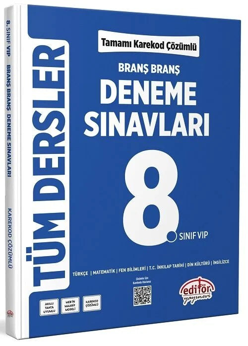 8.Sınıf Tüm Dersler Branş Branş Tamamı Çözümlü Deneme Sınavları | Editör (İnce Kapak)